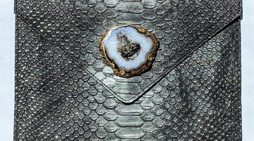 Embossed croc clutch
